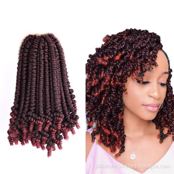 Wholesale 8inch Ombre Brown Red Fluffy Pre-twisted Passion Spring Bomb Twist Crochet Braiding Hair Synthetic Hair Extensions